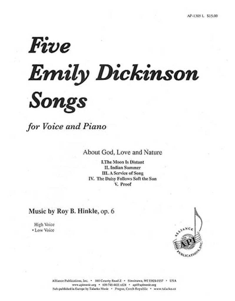 Five Emily Dickinson Songs - L Vc-pno